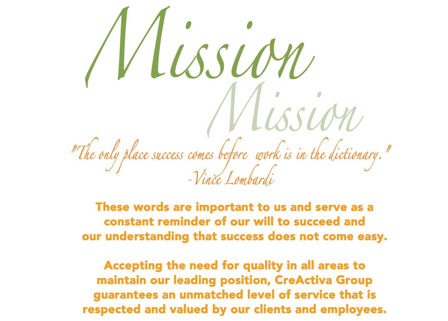 A poster with the words mission and mission.